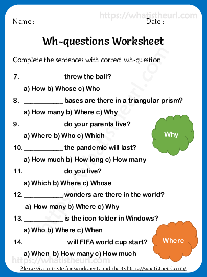 questions page 2 wh questions worksheets exercise 9 your home teacher