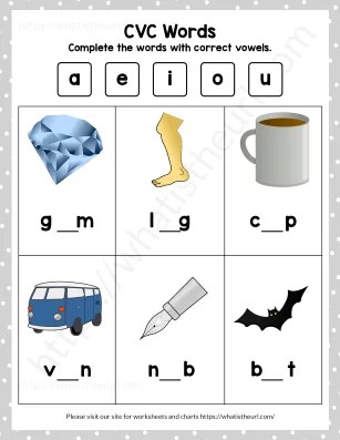 Cvc worksheets for kg to grade 3