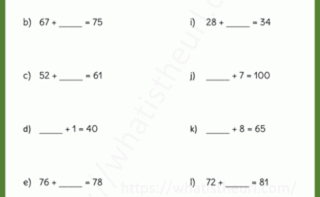 Add A 2-digit Number And A 1-digit Number (missing Addend) - Your Home Teacher