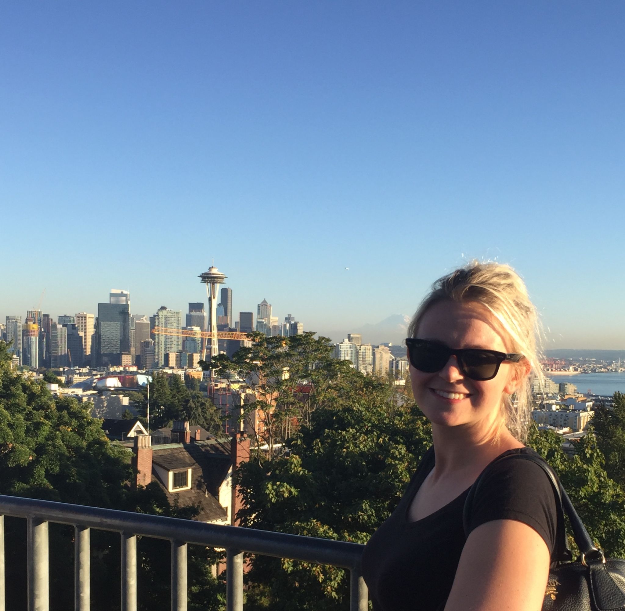 Laura at Kerry Park during an evening in Seattle