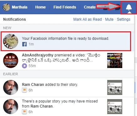 click on notification