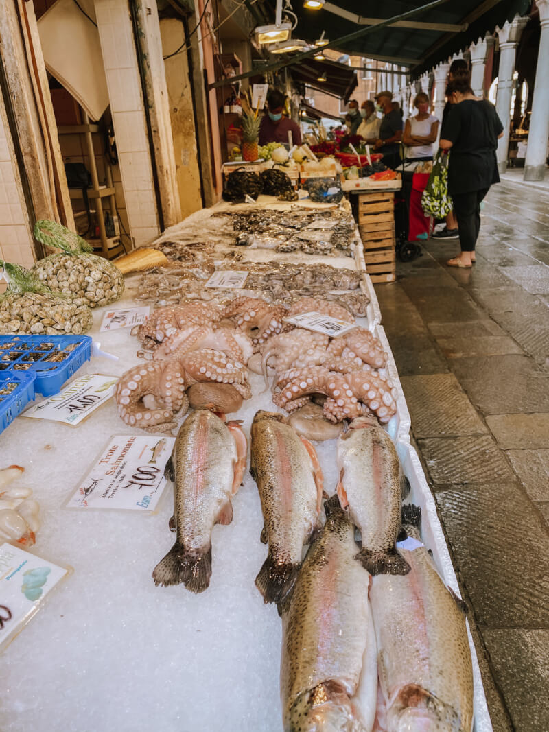 image of fish in Rialto Market, 3 days in Venice