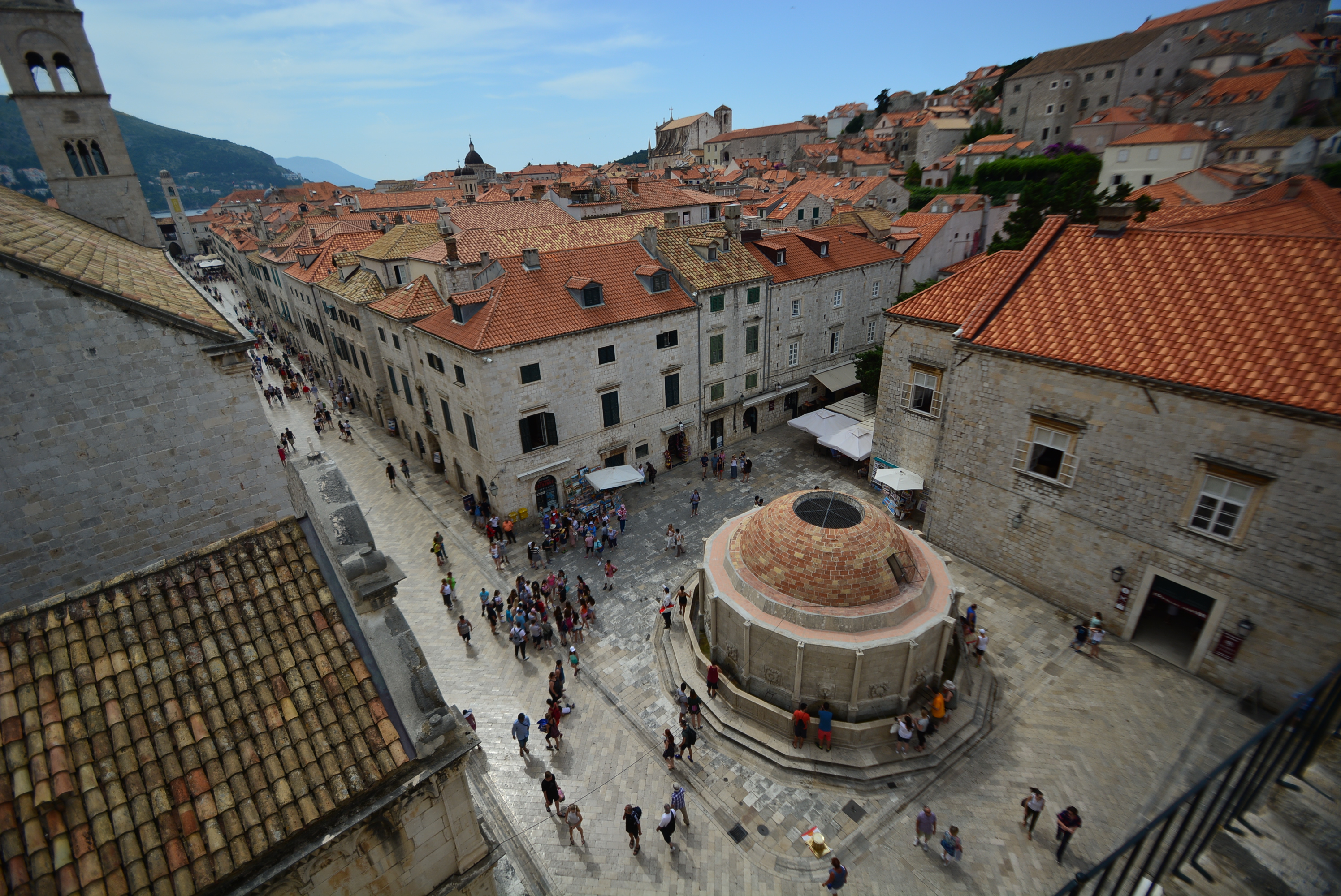 View from the city wall, the circular things are water fountains!