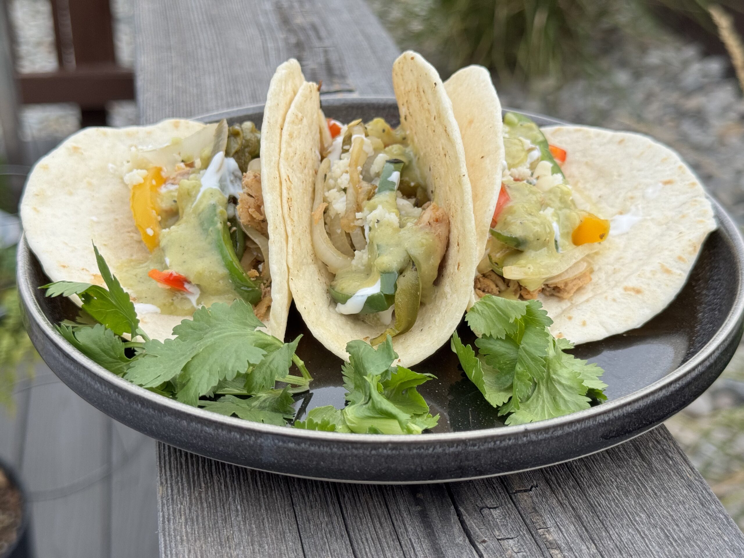 Green Chile Chicken Fajitas