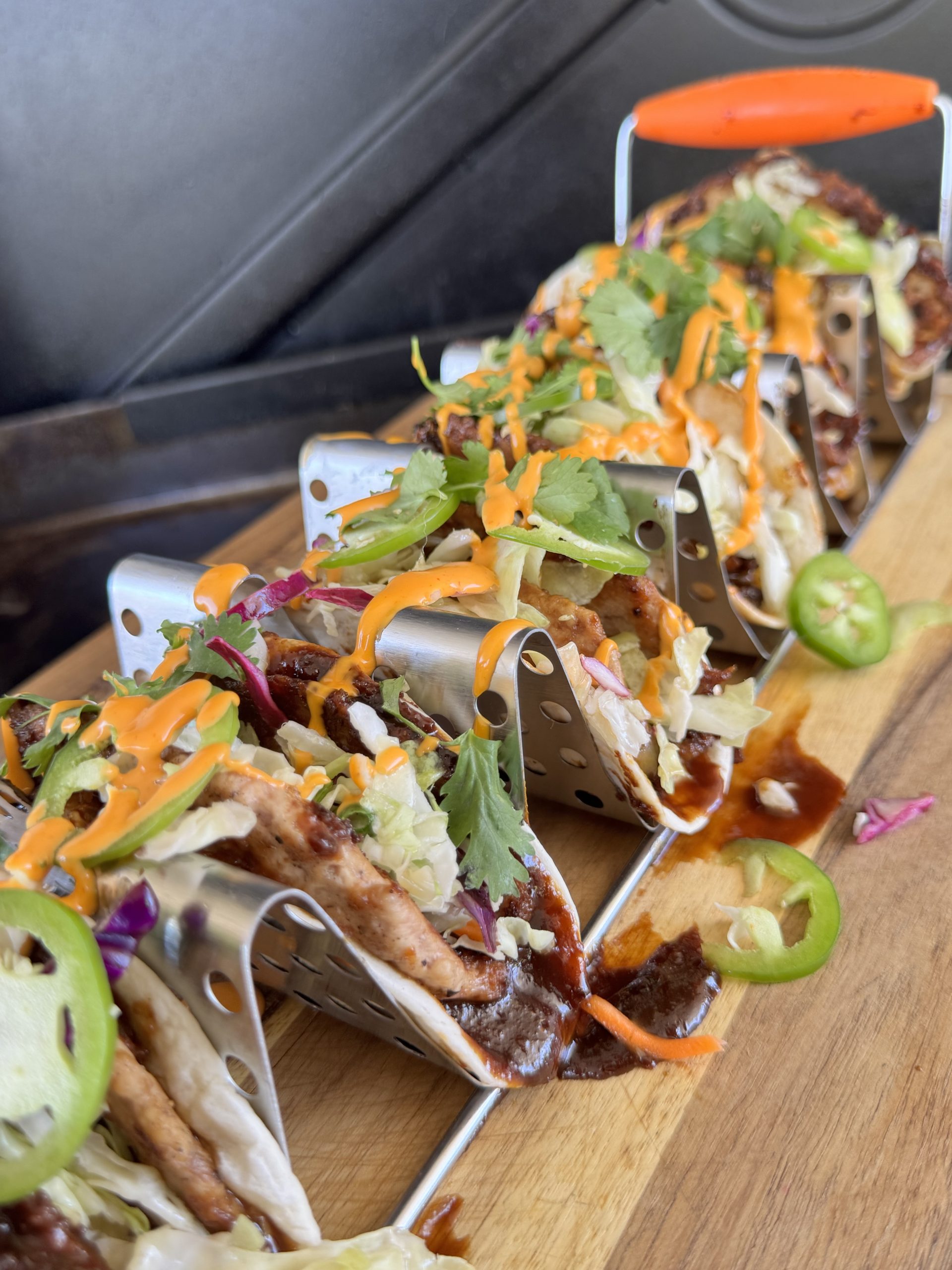 Teriyaki Chicken Smash Tacos