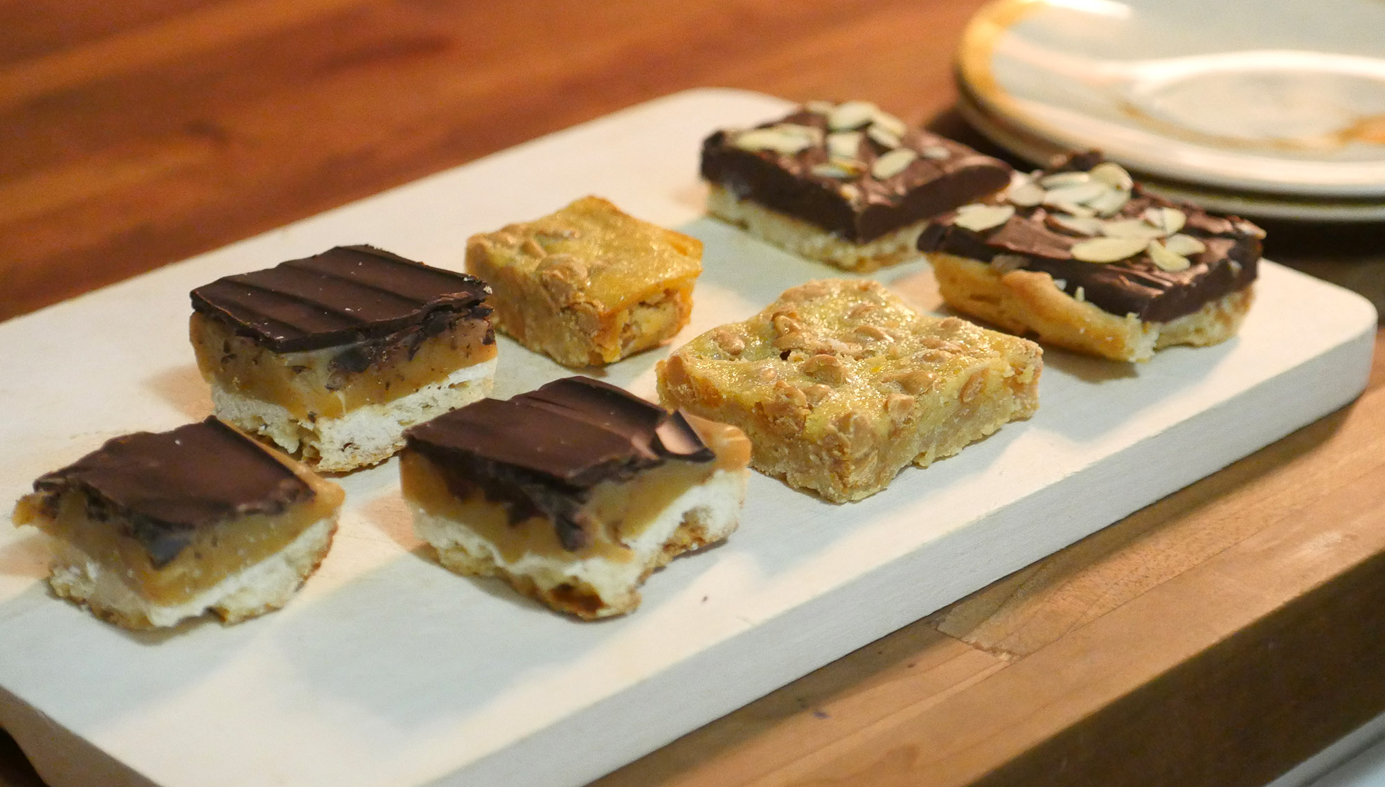 Gooey Bars, Peanut Butter Chip Bars, and Fudge Shortbread Bars