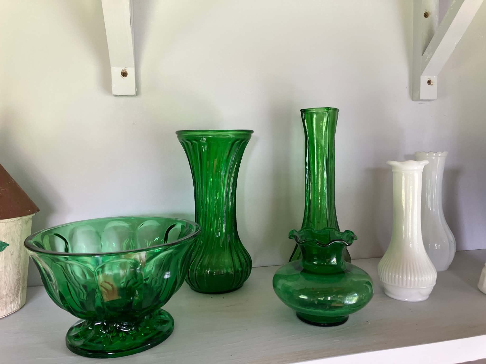 green vases