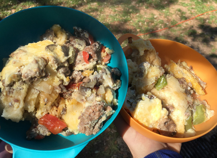 Whit's Wilderness Dutch Oven Breakfast Pizza with Venison Sausage