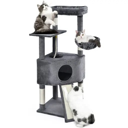 Vibrant Life Cat Tree Tower Gray Multi-Level Kitty Condo for Indoor Cats