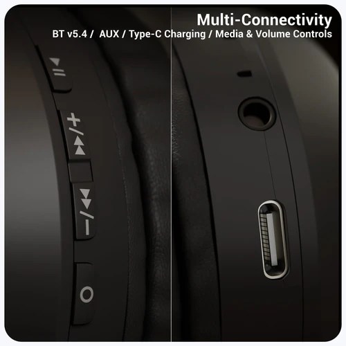 ZEBRONICS ZEB PARADISE PLUS Wireless Headphone BT & AUX Dual Pairing Type-C Charging ENC Call Function