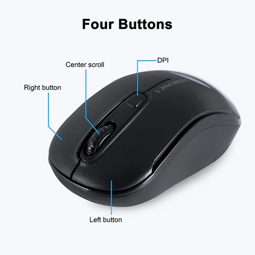 ZEBRONICS Dash 2.4GHz Wireless Mouse, Upto 1600 DPI