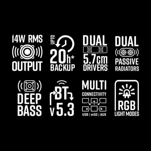 ZEBRONICS ZEB- SOUND FEAST 55 14w RMS 20hrs* playback time