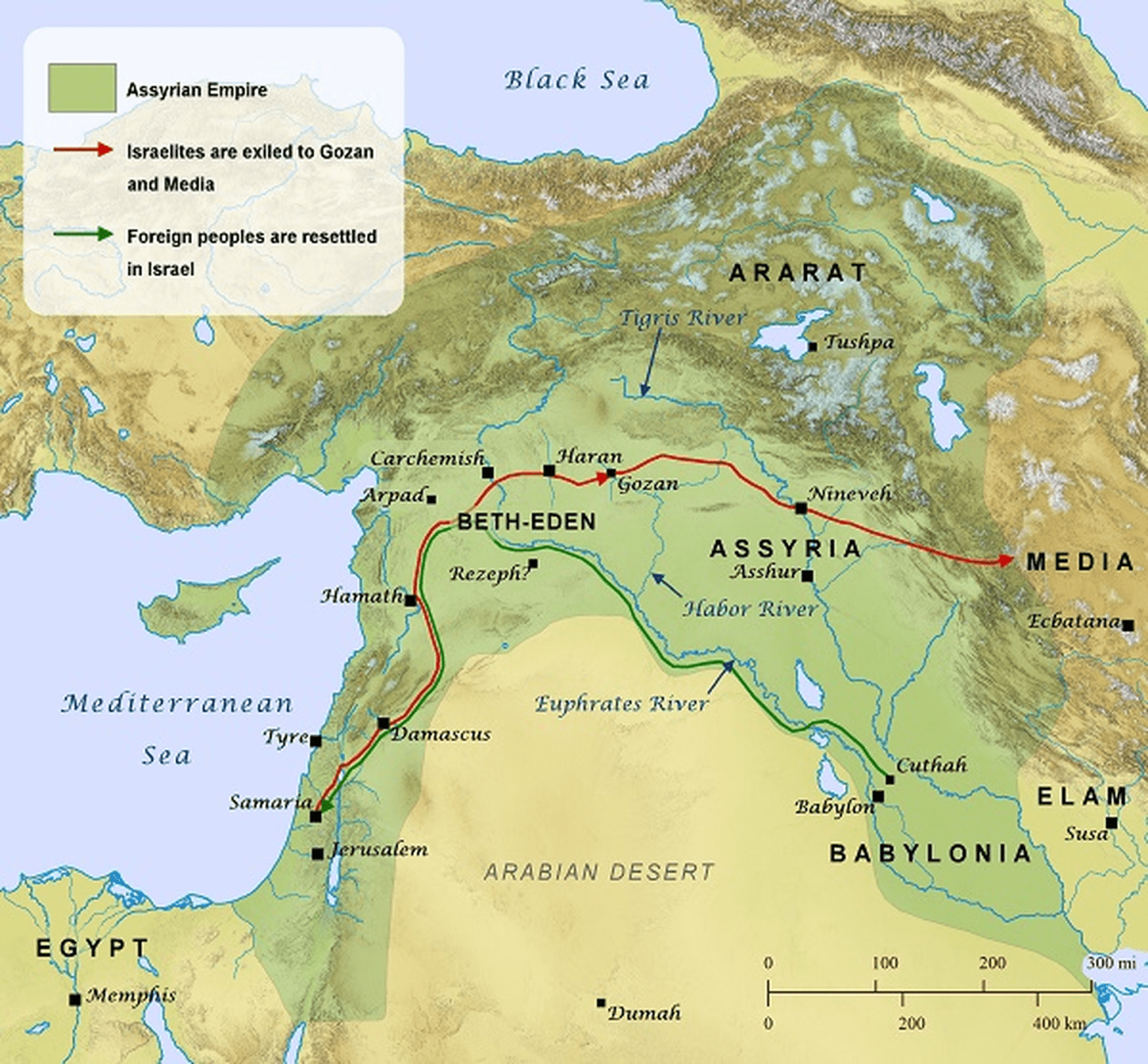 Map of Assyrian Empire
