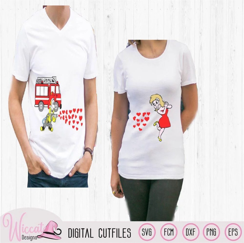 Firefighter couple shirt, valentine 