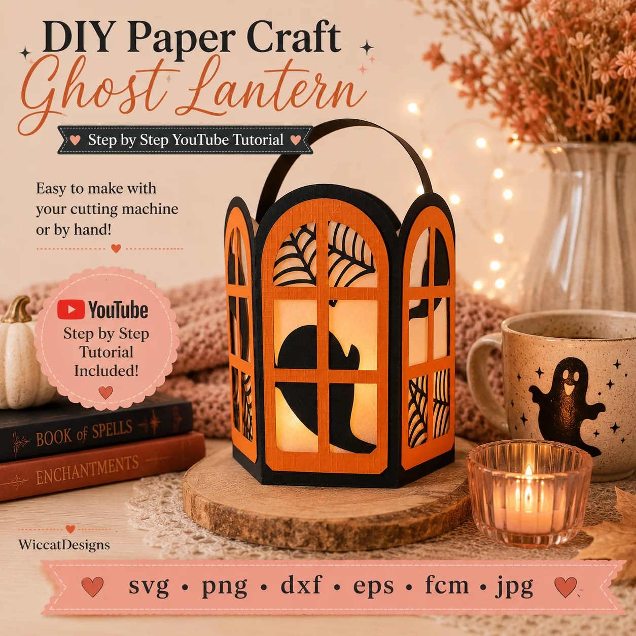 Round ghost lantern svg, halloween lantern
