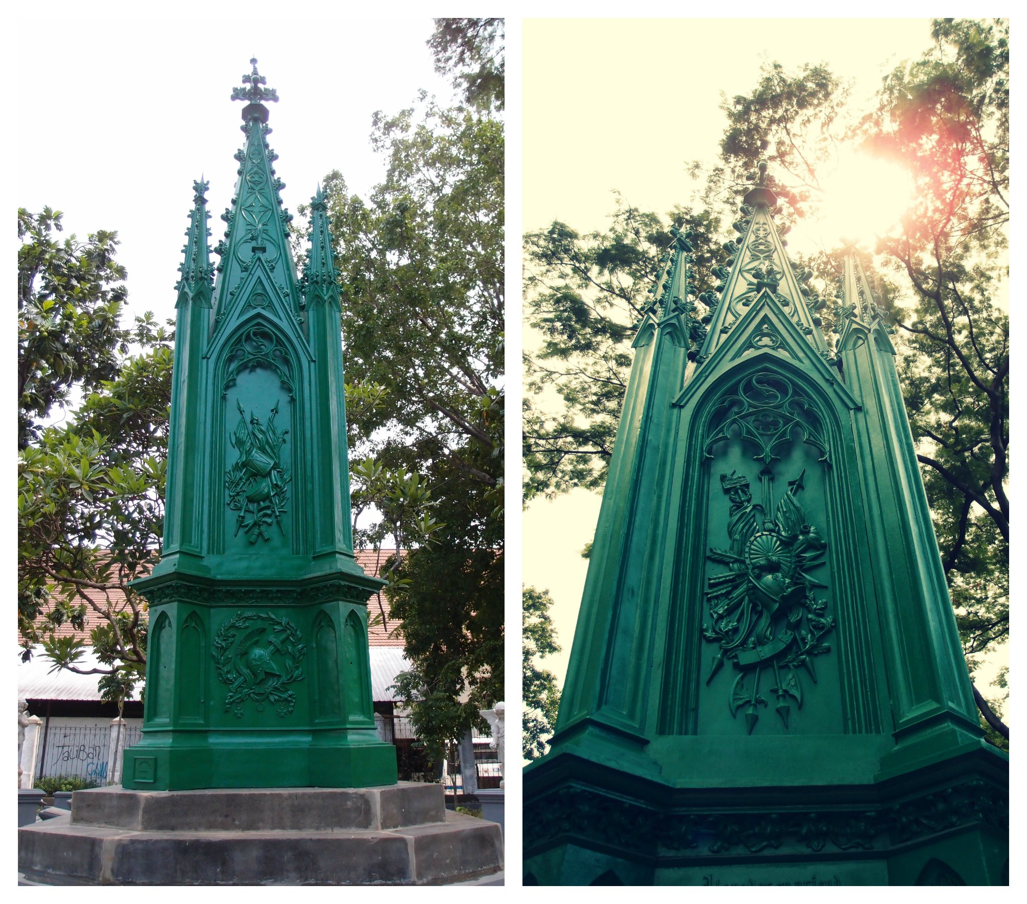Menara Hijau, yg kiri tanpa editan, yg kanan di diedit dan angle beda dikit jadi keren kan :)