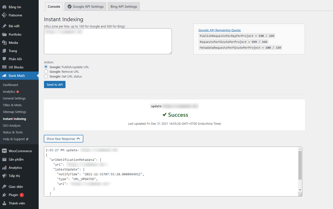 Hướng dẫn index website với Google Index API và plugin RankMath