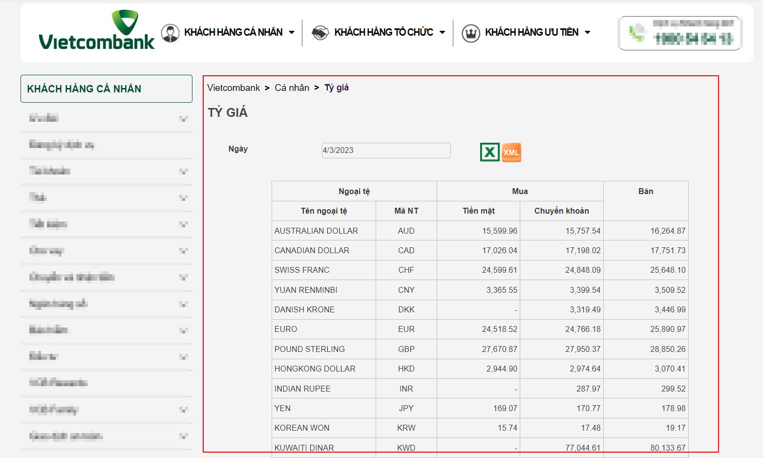 Code widget hiển thị tỷ giá ngoại tệ của Vietcombank