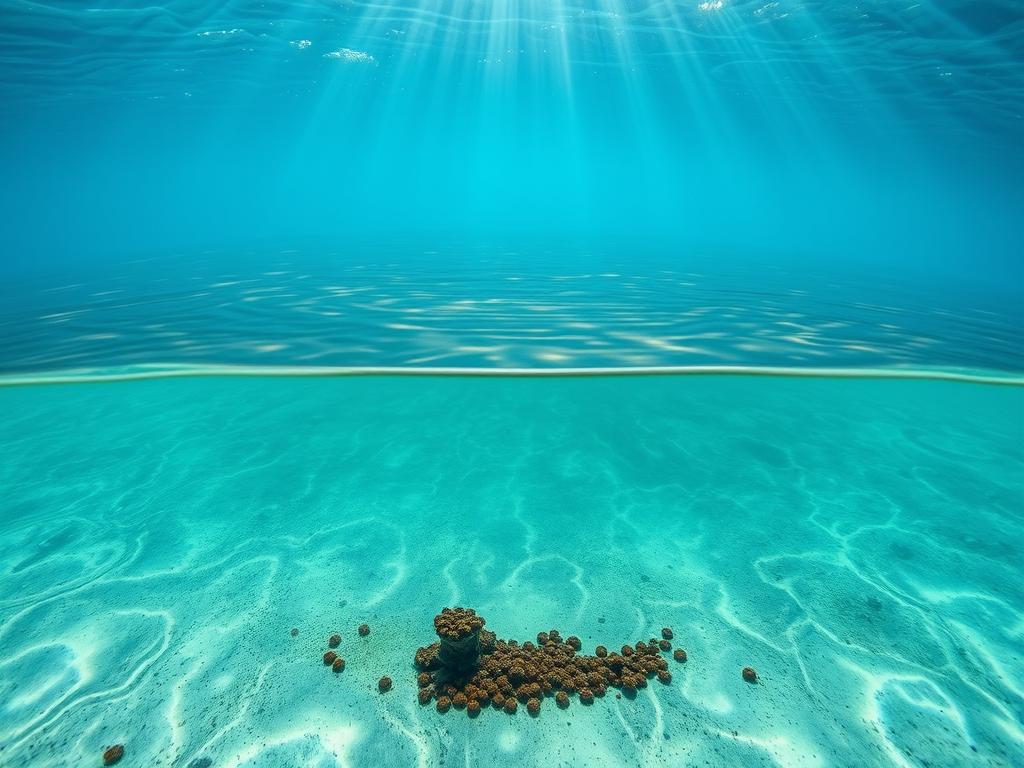 Close-up of the distinct boundary layer between normal seawater and a brine pool showing the halocline effect