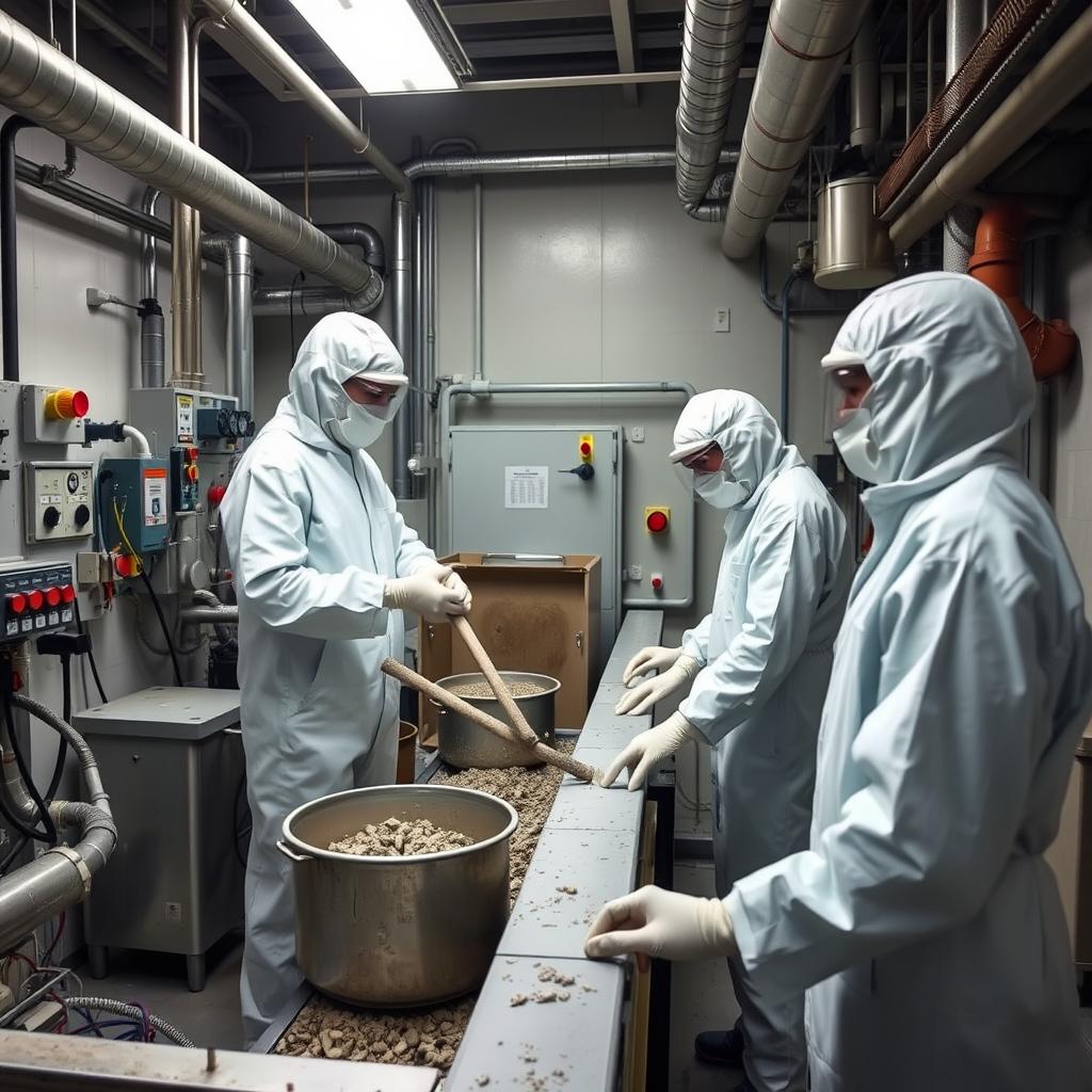 Fly ash being treated and stabilized for safe use