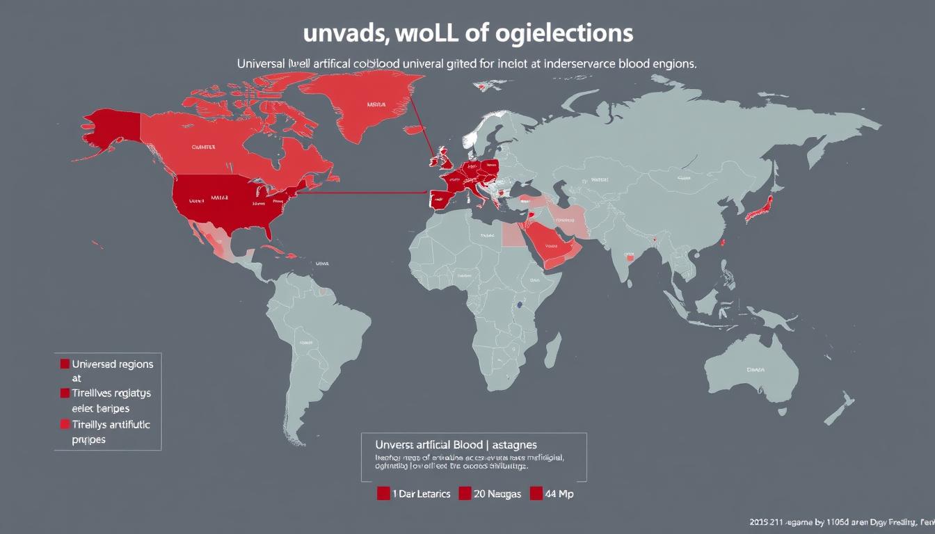 Global map showing potential impact of universal artificial blood availability in underserved regions