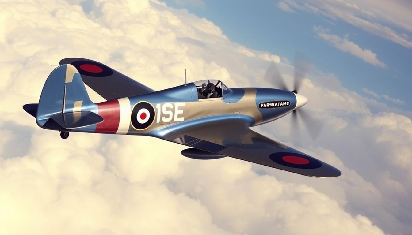 High Speed Spitfire during test flight showing streamlined profile