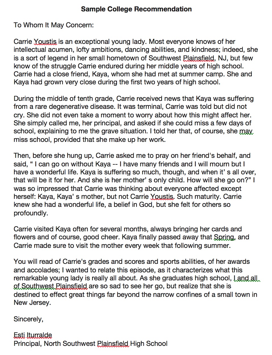 Download College Recommendation Letter Template And Sample