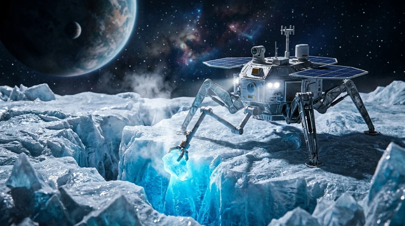 A robotic lander conducting the search for biosignatures on Enceladus and Europa.
