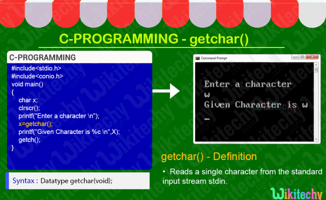 [100% Working Code] - C | Getchar | C Programming - C Tutorial - Wikitechy