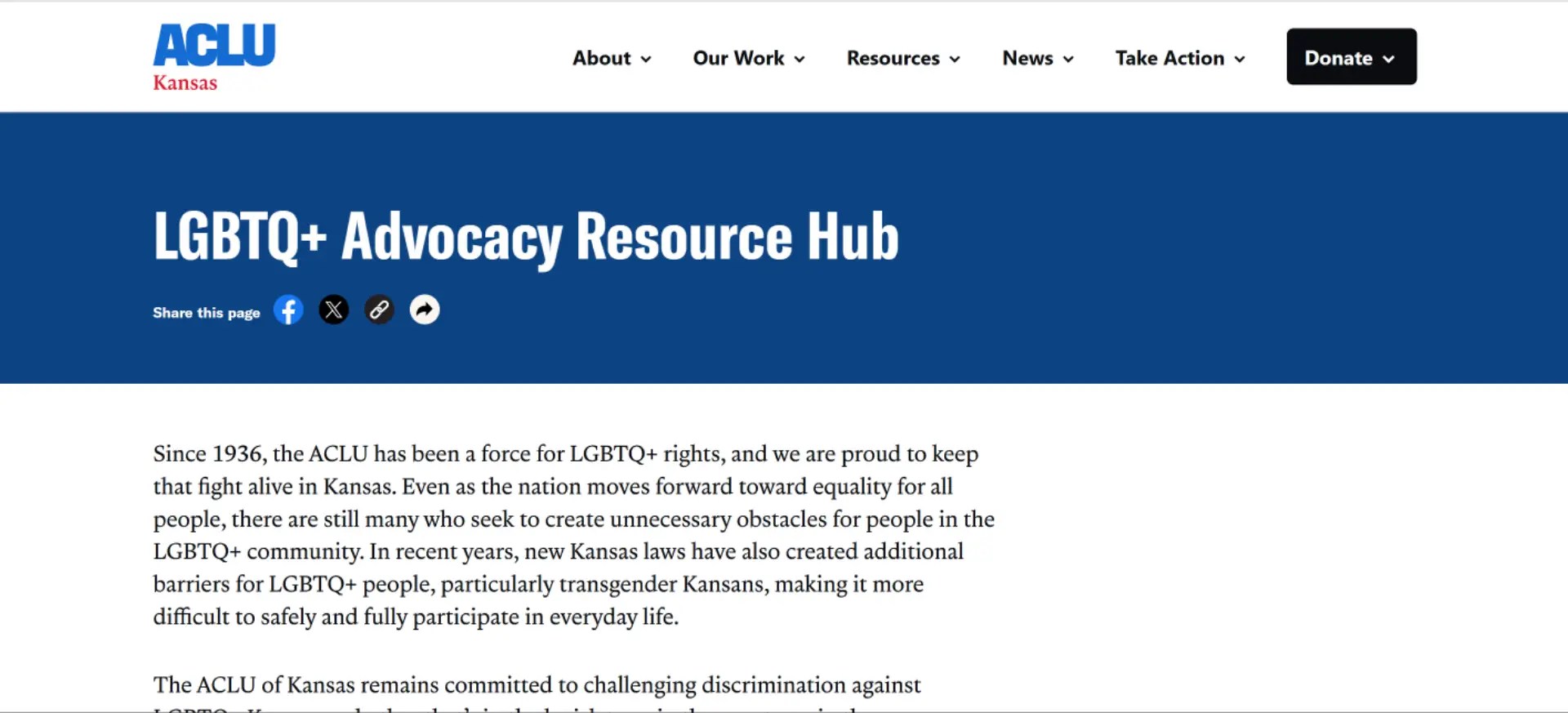 "Visit ACLU of Kansas LGBTQ Advocacy Resource Hub"