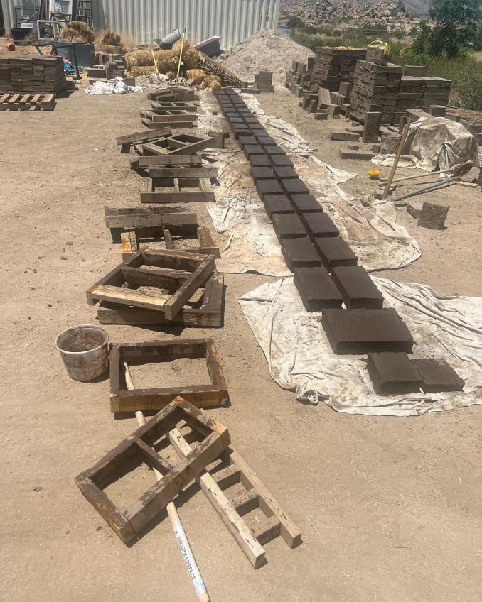 Adobe bricks drying in the sun