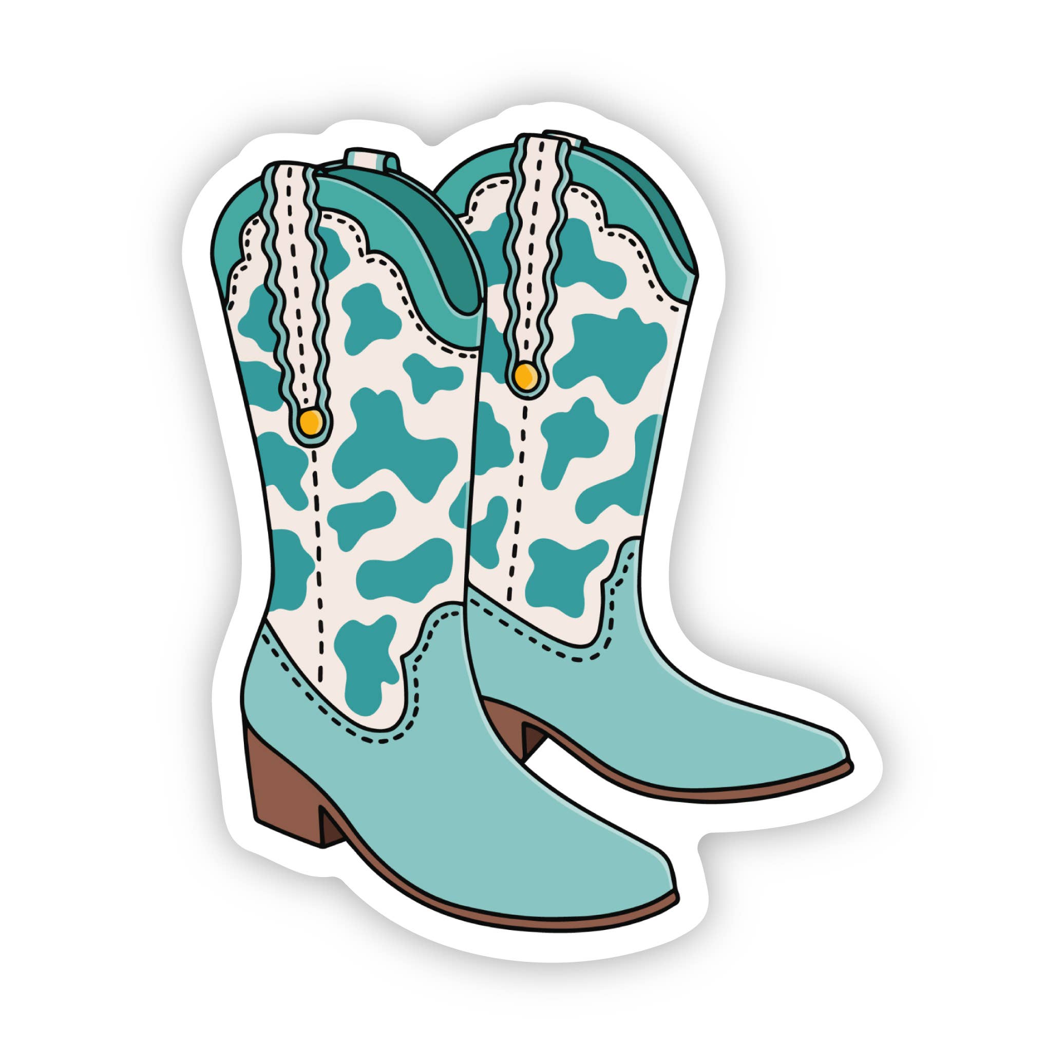 Teal Cowboy Boot Sticker - Image 1