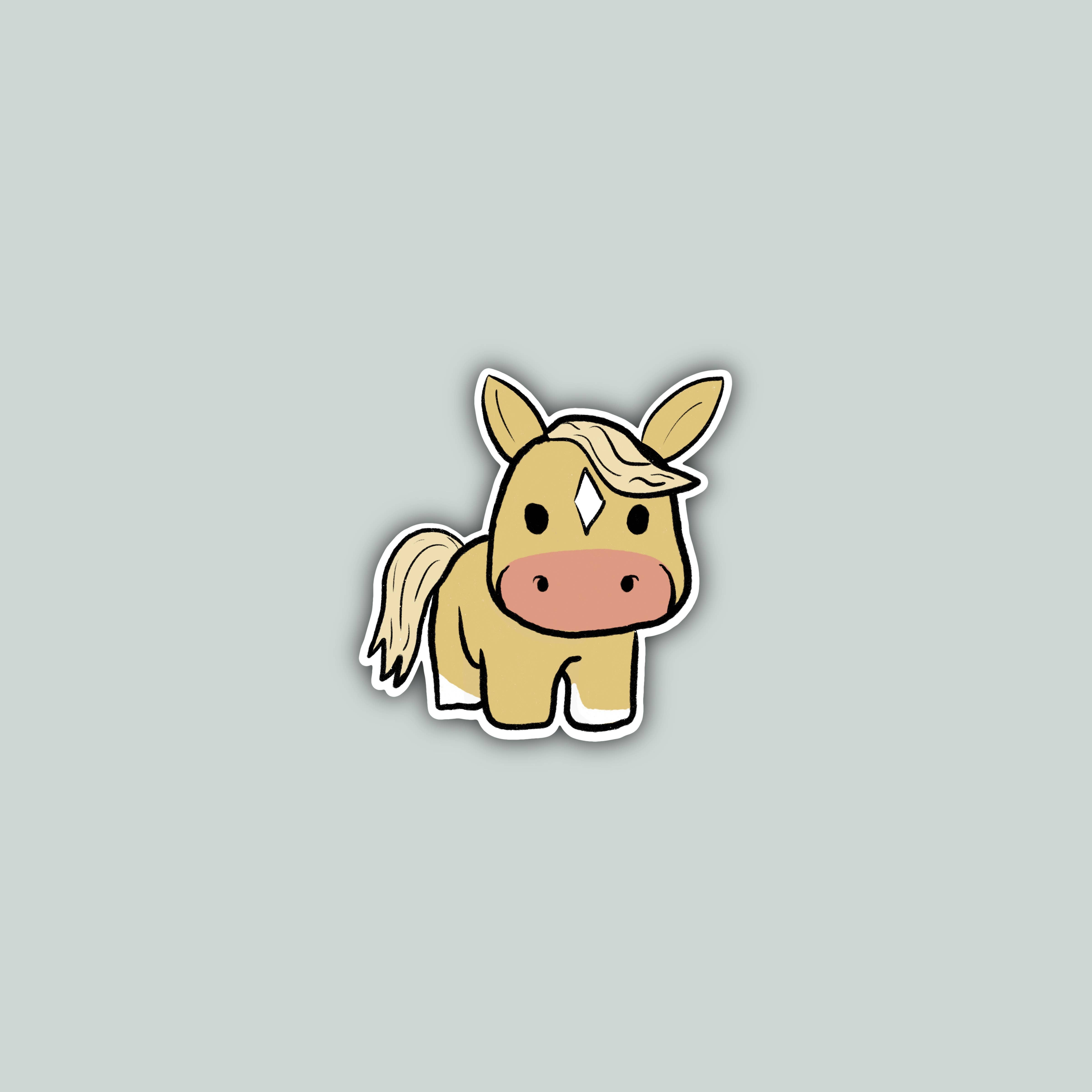 Palomino Pony Cartoon Sticker - Image 1