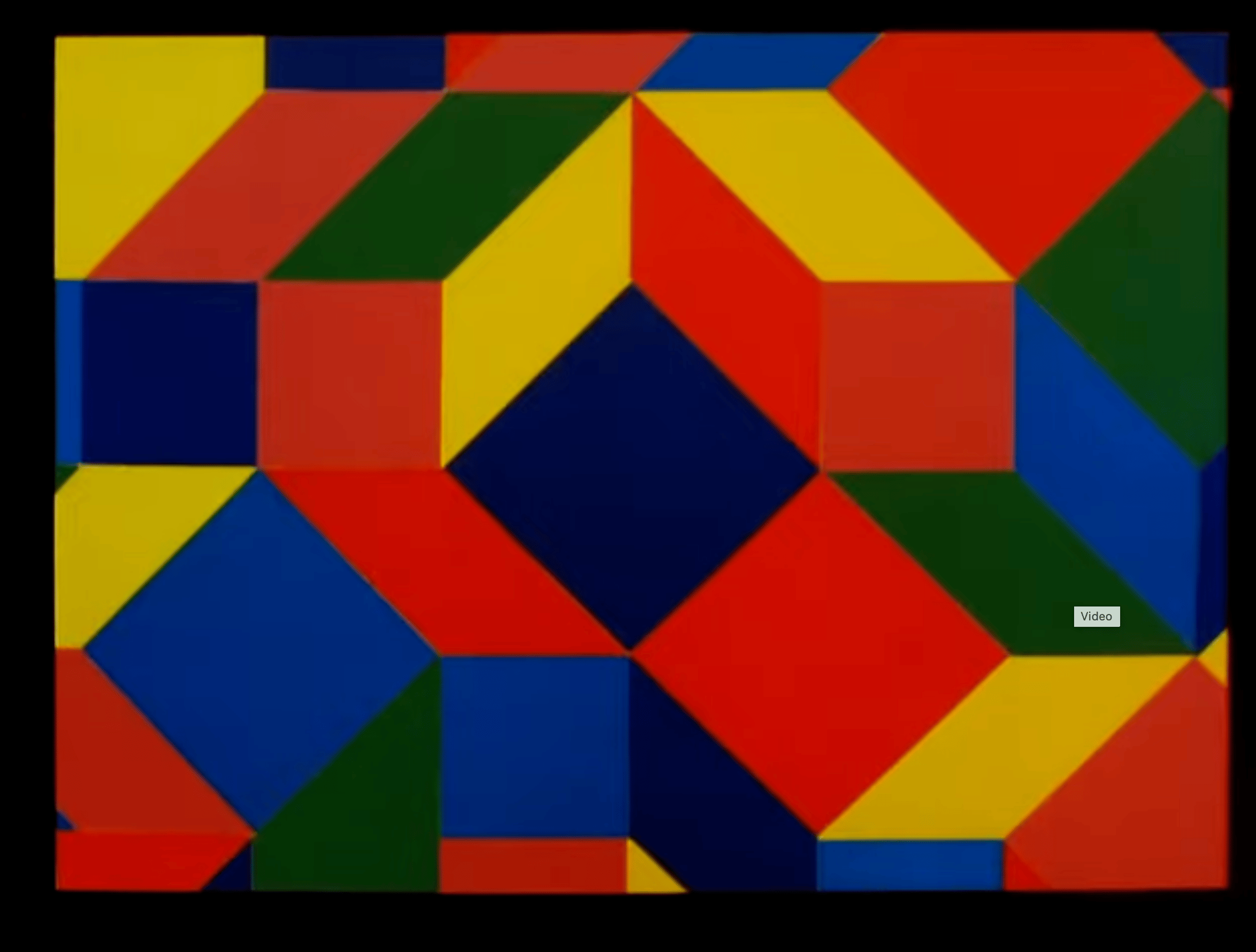 Brilliant design of quadrilateral figures that suggests cubic structures advancing in all directions