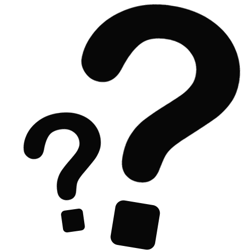 Two black question marks on a light gray background.