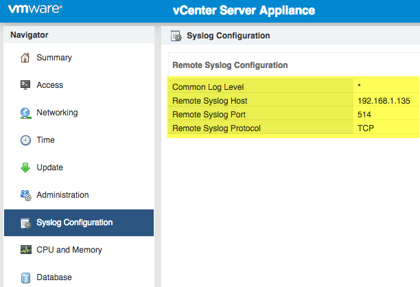 What logs do I get when I enable syslog in VCSA 6.5?