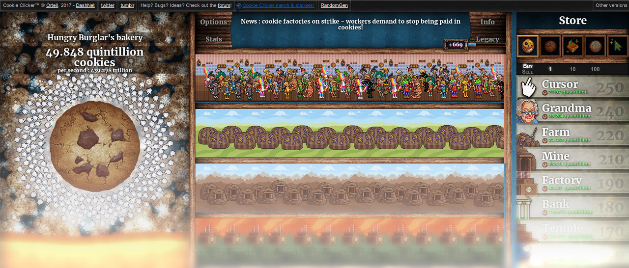 Game is all about expending your company, about selling cookies and opening more stores and hiring more people. Hacking Cookie Clicker Game