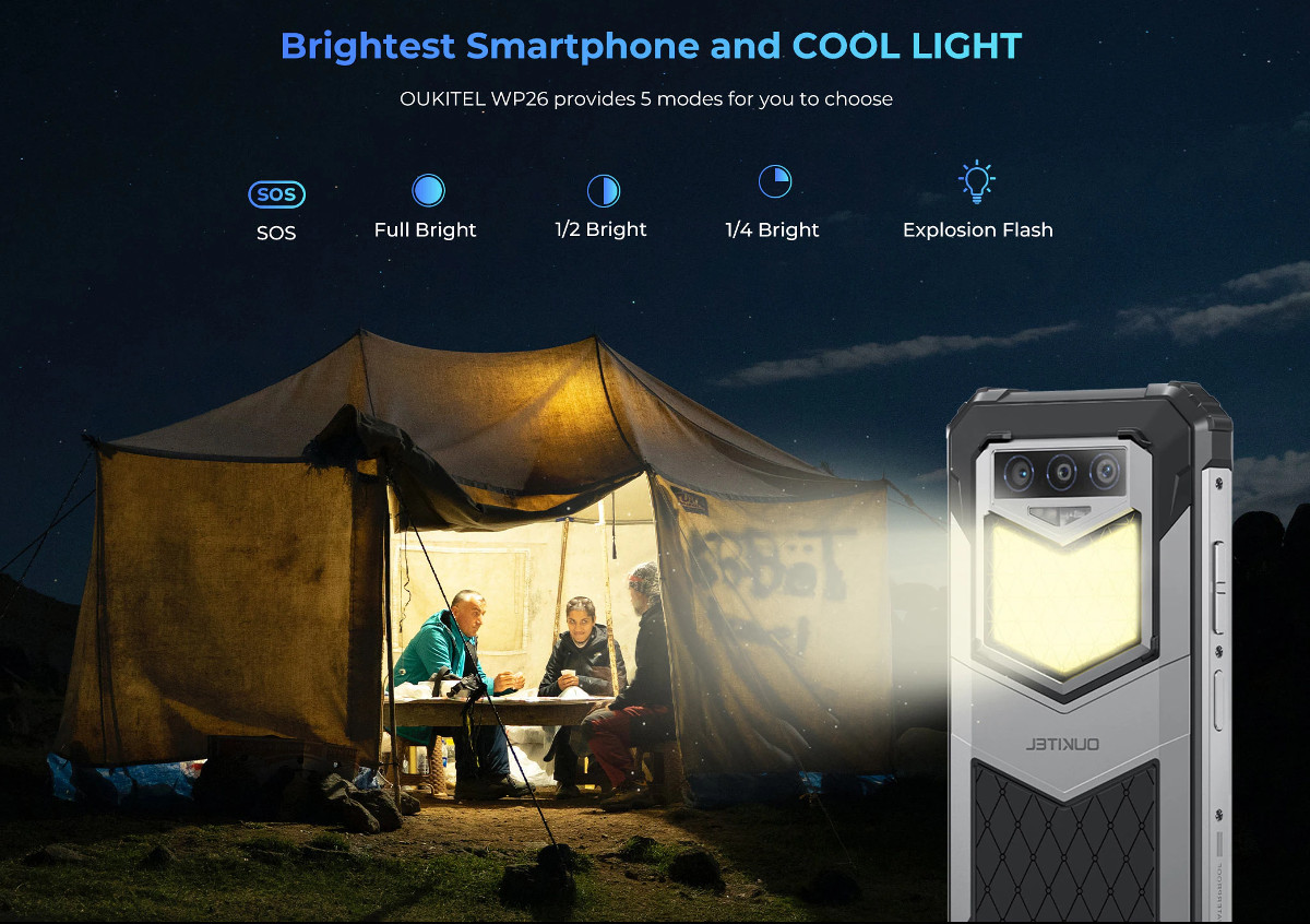 OUKITEL WP26 － ナイトビジョンカメラと強力なライトを搭載する