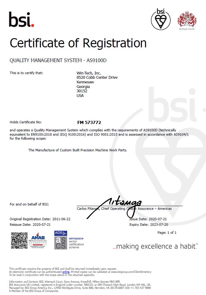 AS9100 Certificate