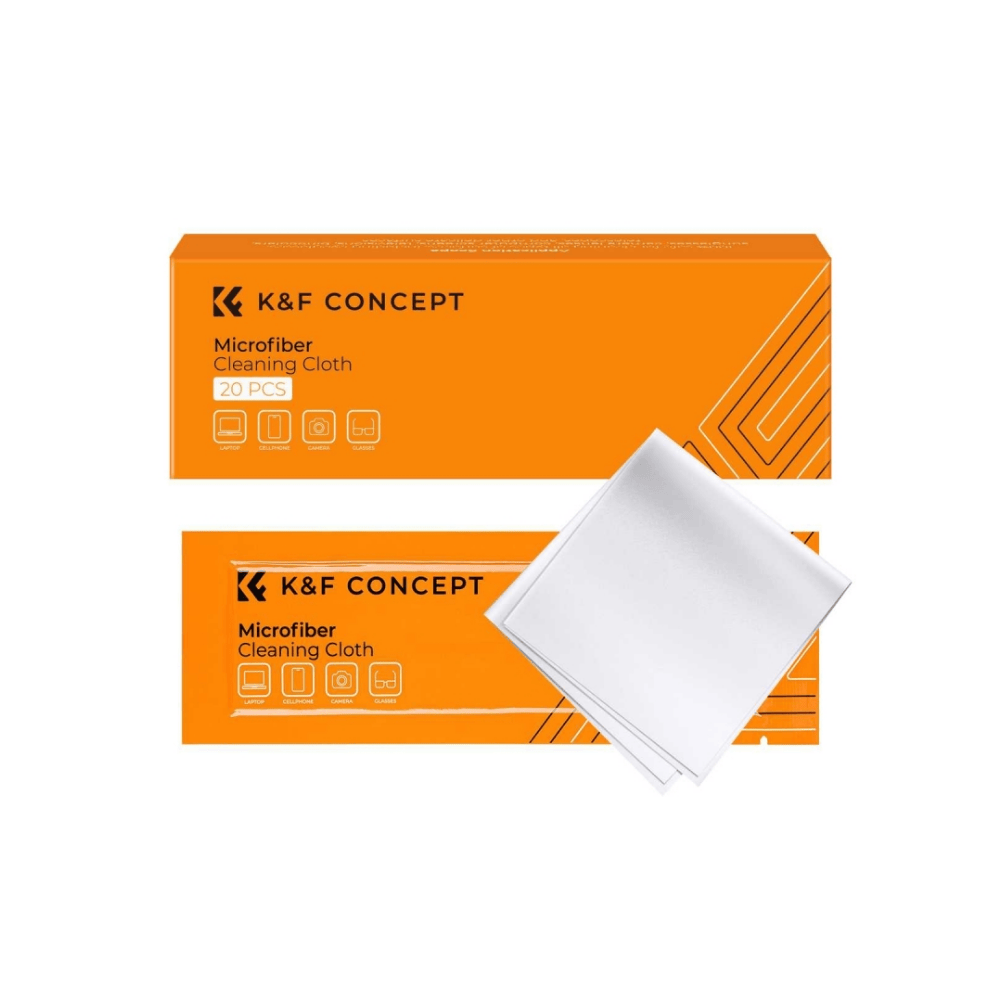 K&F Concept 15x15cm Microfiber Cleaning Cloth Kit, White, 20-Pack