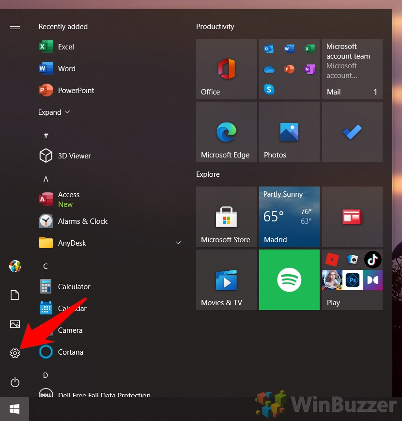 Windows 10 — открыть настройки