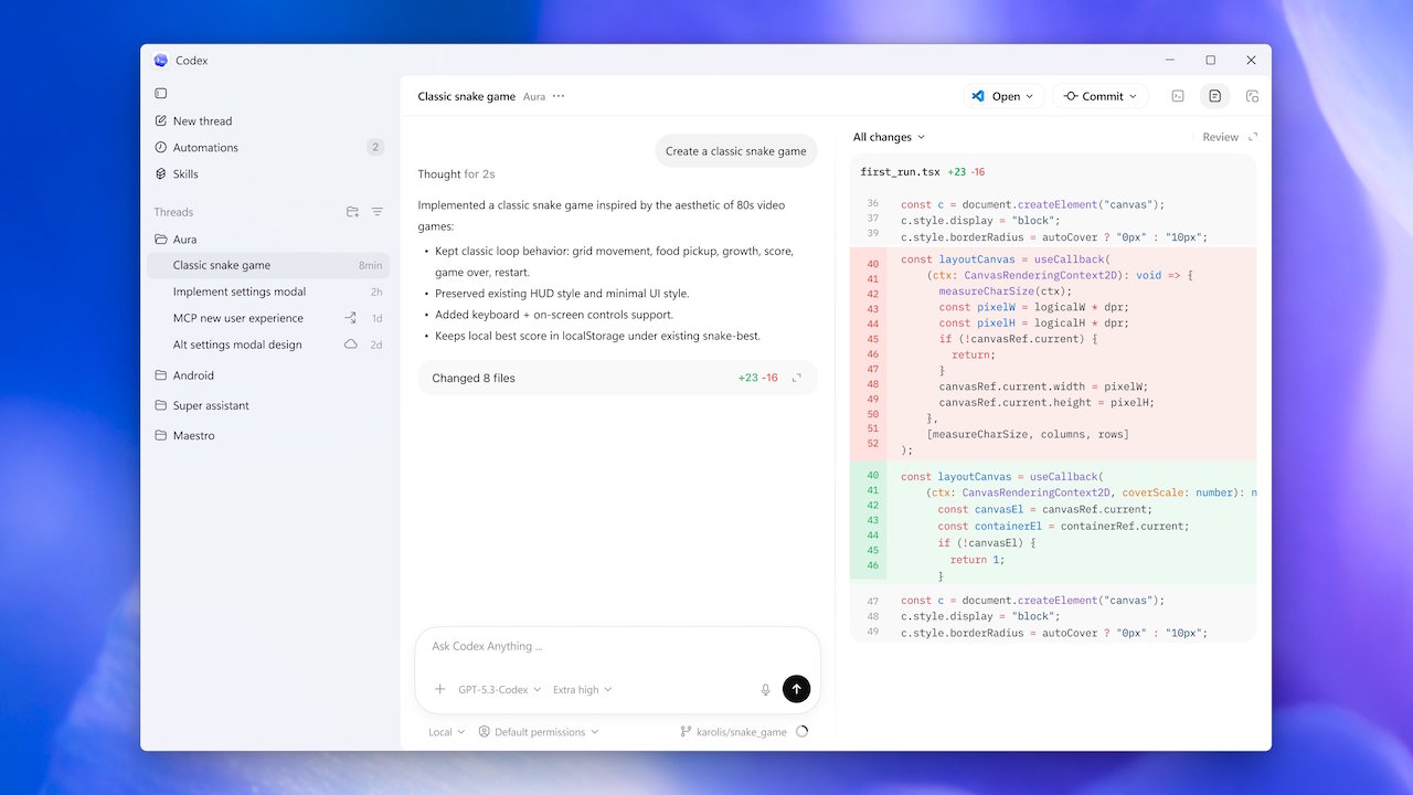 OpenAI Codex Windows interface Key Takeaways