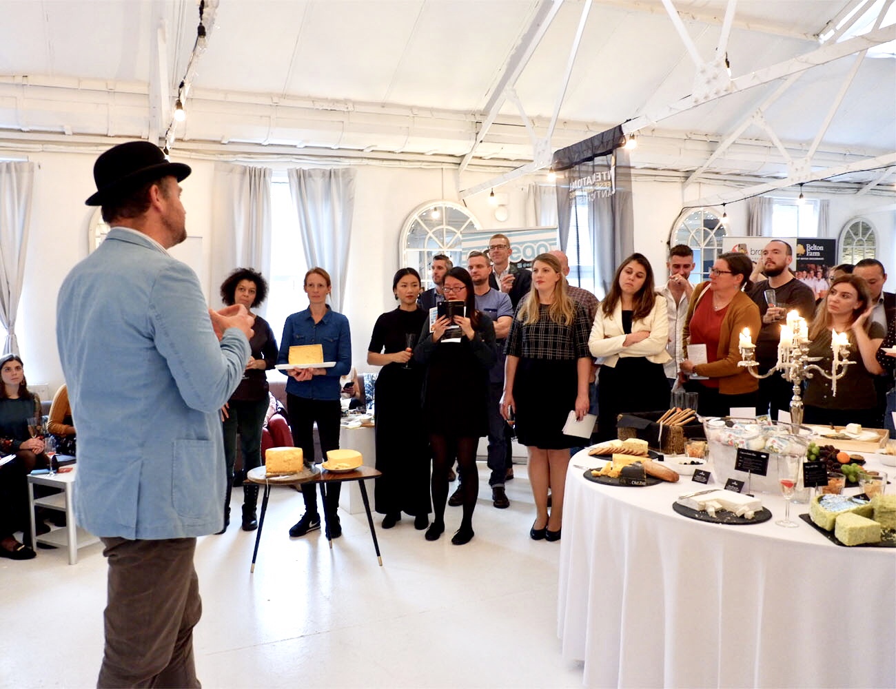 Charlie Turnwell, Director of the Cheese Academy, telling his guests about British Cheese history