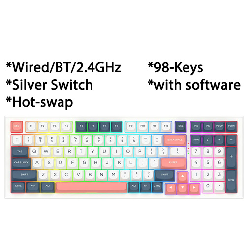 Redragon Flamberge Pro 98-Keys Wireless Tri-Mode Mechanical Keyboard