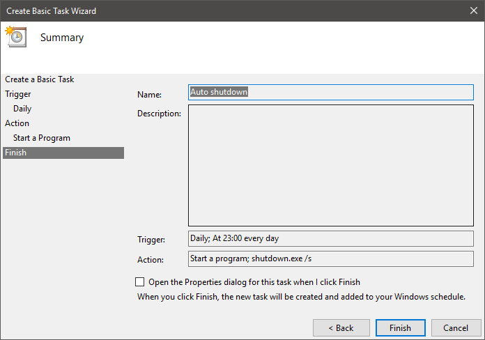 Schedule shutdown - preview task