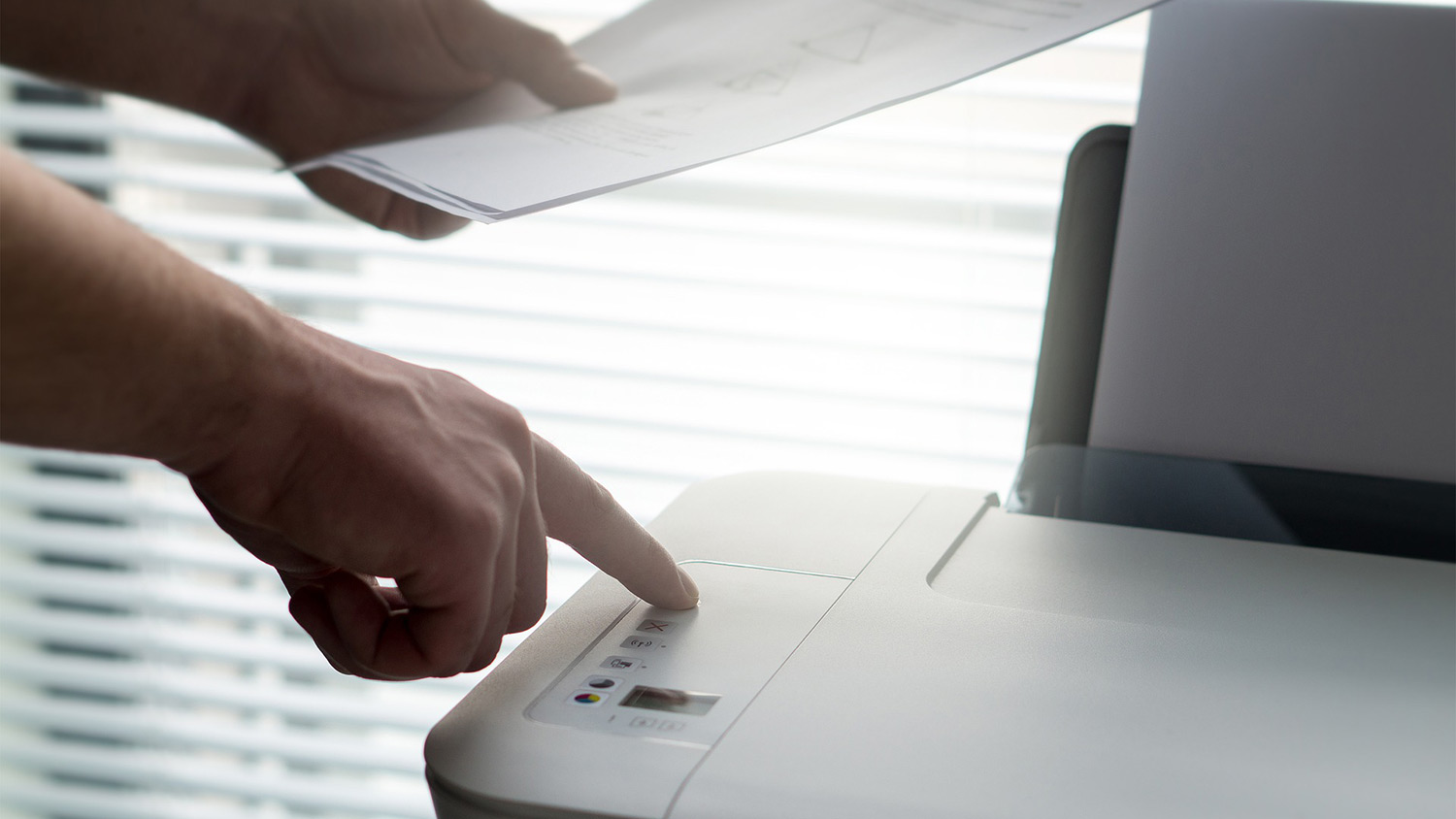 Pressing printer print button
