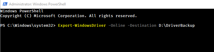 Powershell command to backup drivers 02