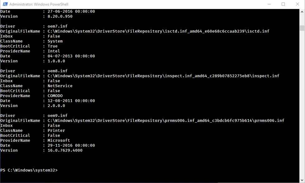 ドライバーをバックアップするPowershellコマンド03