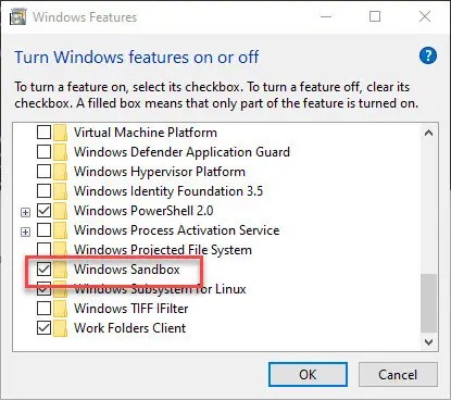 enable Windows sandbox in home edition