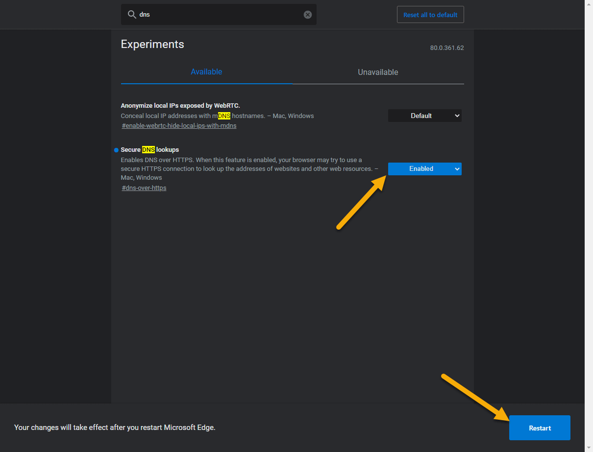 Dns-over-https-edge-select-enabled